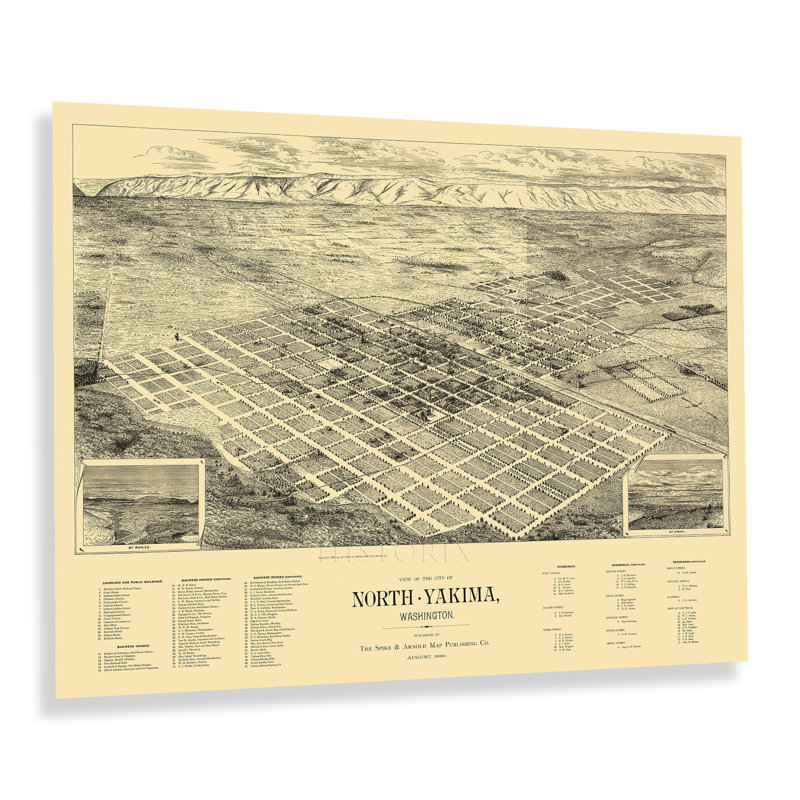 1889 North Yakima, État de Washington, H 24 po x l 36 po