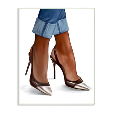 " Glam Toe Detail Heels Cuffed Denim Fashion " by Ziwei Li