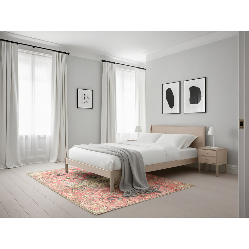 Tapis traditionnel rouge / vert Ariha, Rectangle 5 pi x 7 pi