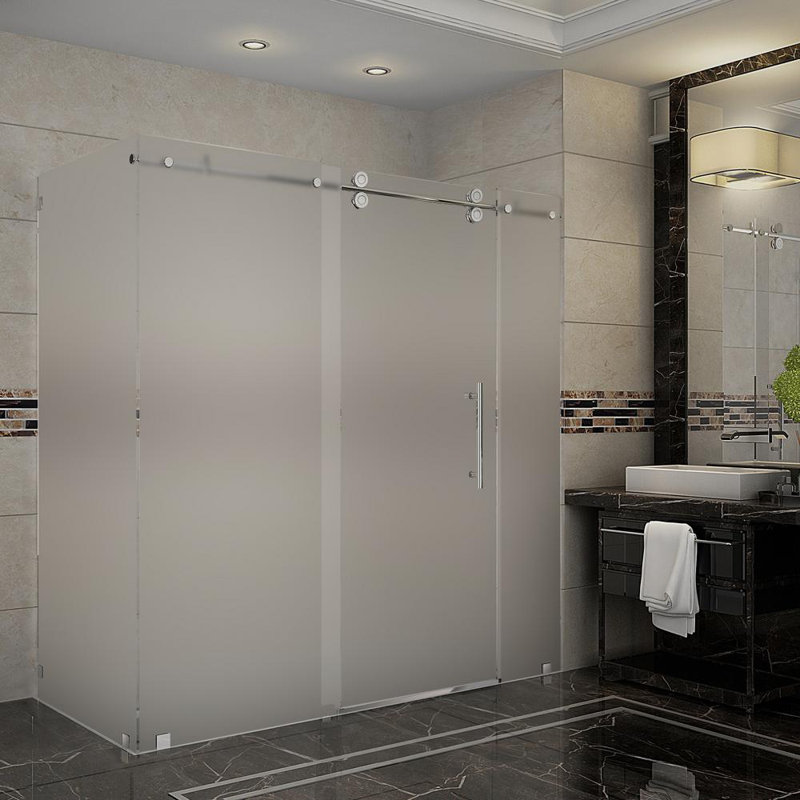 Cabine de douche coulissante rectangulaire 72" x 75" Moselle, Chrome