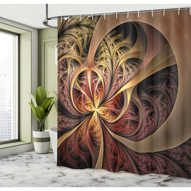 Fractal Shower Curtain with Hooks Included, 69" H x 70" W