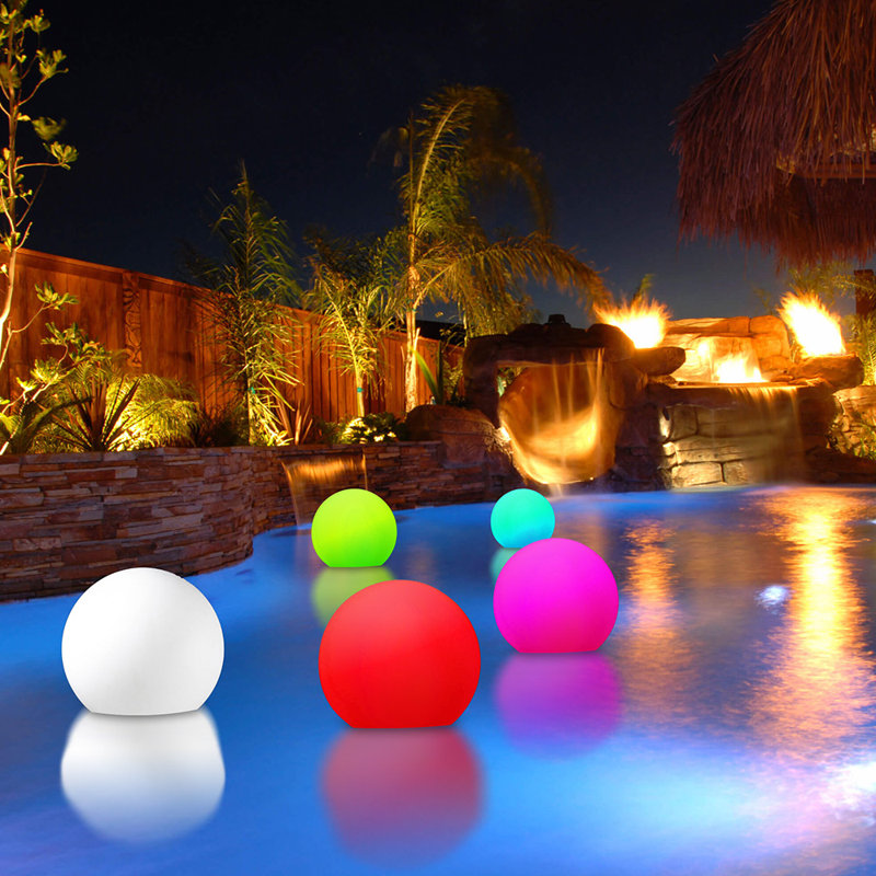 Beklabito Battery Powered Integrated LED Color Changing Outdoor Floating Light, 8" H x 8" W x 8" D