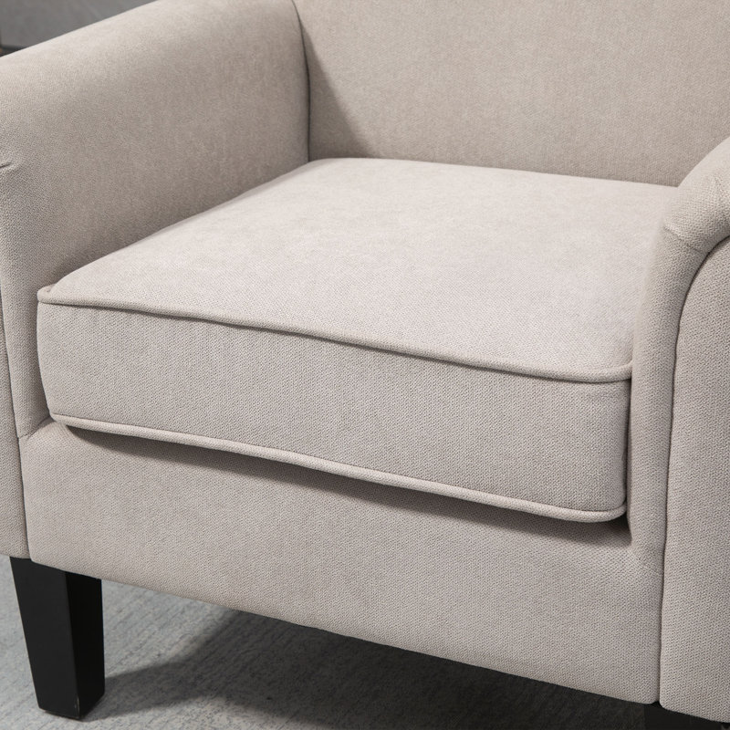 Chaise d'appoint rembourrée avec accoudoirs roulés et pieds en bois, gris