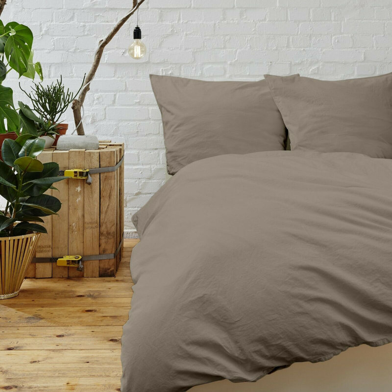 Flatweave Duvet Cover, Full/Queen Duvet Cover + 2 Standard Shams, Taupe