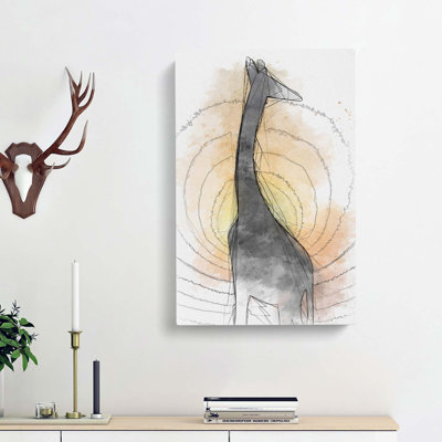 The Silhouette of a Giraffe in Abstract - Wrapped Canvas