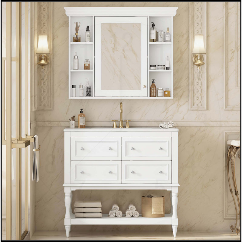 Meuble-lavabo 36 po avec armoire à pharmacie, Blanc