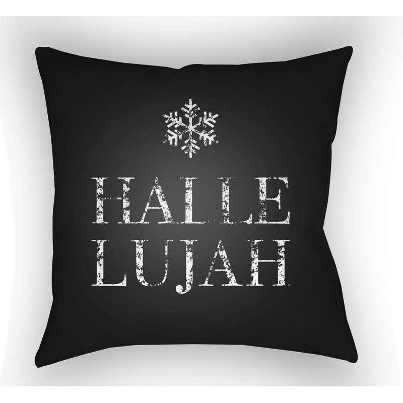 Hallelujah Indoor/Outdoor Throw Pillow, 18" H x 18" W x 4" D, Black