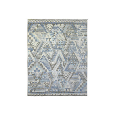 8'0" x 10'0" New Hand Knotted Ivory Wool Rectangle Oriental Rug - MOA10271369