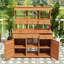 Table de jardin rustique avec huche, 6 tiroirs, tablettes, 2 armoires et crochets latéraux-1954536371