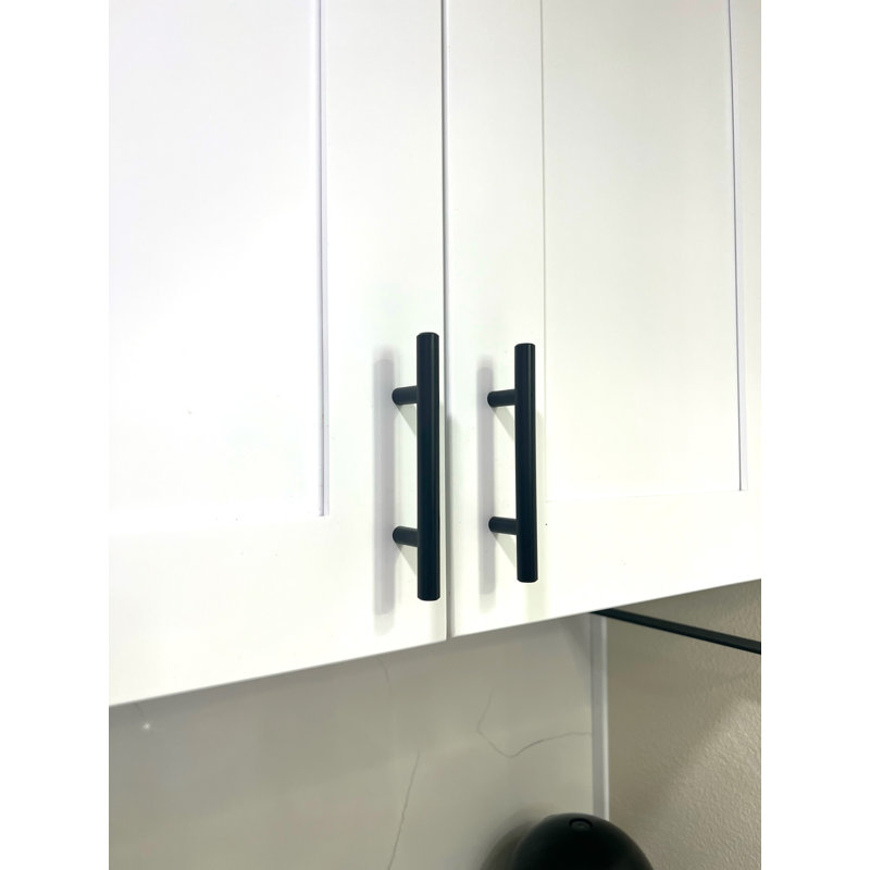 5.35" Black Steel Modern Bar Pull Handle with Mounting Hardware