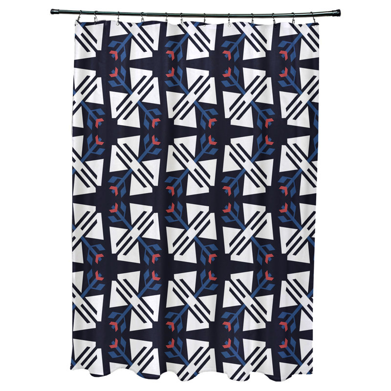 Musser Geometric Shower Curtain, Navy Blue