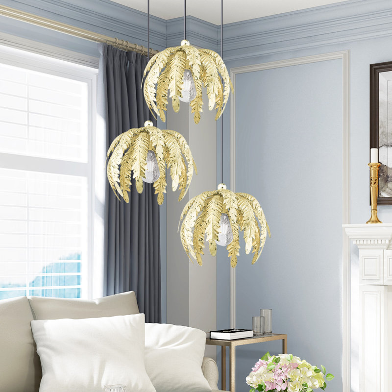 Brighten 1 - Light Pendant, Hand Applied Winter Gold
