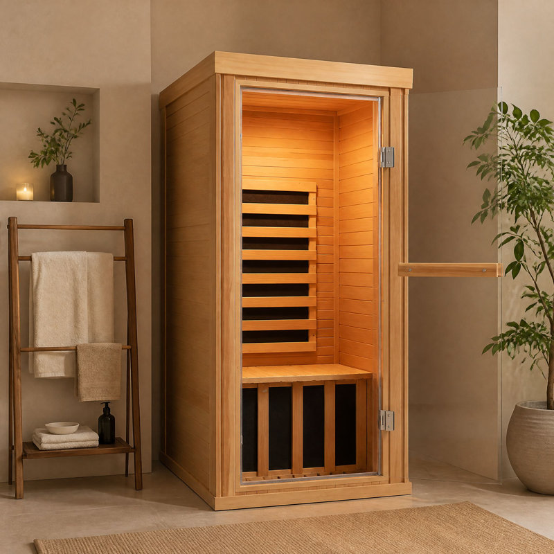 Personal Far Infrared Sauna With Low Emf - Canadian Hemlock Wood Construction, Bluetooth Speakers, Chromotherapy Lighting For Home