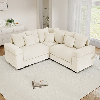 79.1" Oversized Cloud Modular Sofa, Corduroy Deep Seat With 10 Pillows