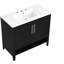 Meuble-lavabo de 36 po avec lavabo, bois massif noir et fabrication, tiroirs et portes fonctionnels, lavabo en céramique, meuble élégant, lavabo à assembler requis - armoire polyvalente