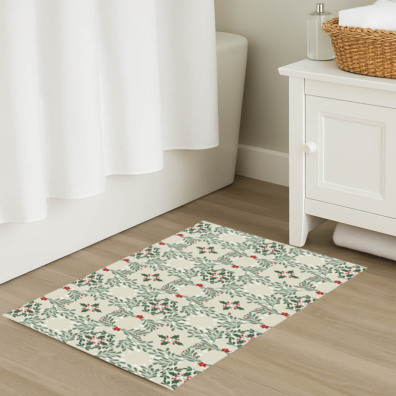 Tapis de bain Winter Mistletoe, Bouleau, Simple - L 24 po x l 17 po