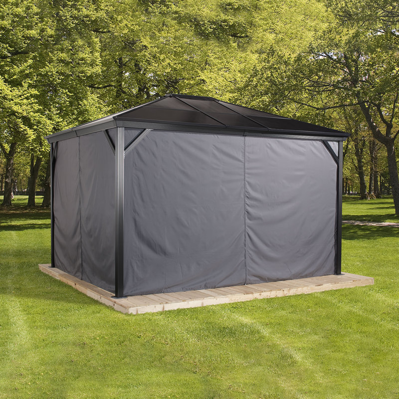 Gray Polyester Outdoor Gazebo Privacy Curtains