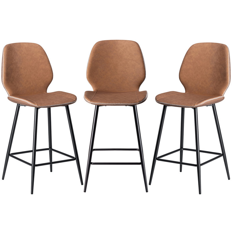 Upholstered Counter Stool With Metal Frame, Counter Stool (26” Seat Height), 3