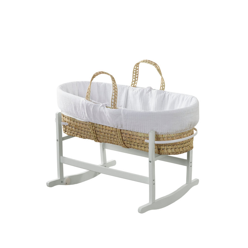 Moses Basket With Stand with Mattress, Grey, White