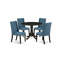 L'ensemble de table de cuisine 5 pièces pour 4 personnes comprend une table ronde avec Dropleaf et 4 chaises de salle à manger Parson en tissu bleu, noir-106914683-109975830-109975831