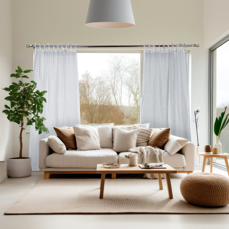Jensen Linen Sheer Single Curtain Panel Panel, 52" W x 96" L, Light Grey