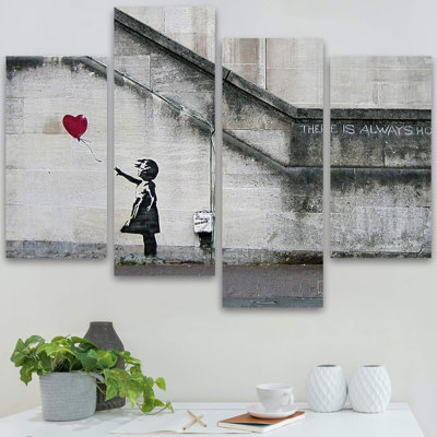 Pop Urban Street " Banksy Ballon Girl Graffiti " 4 - Pieces