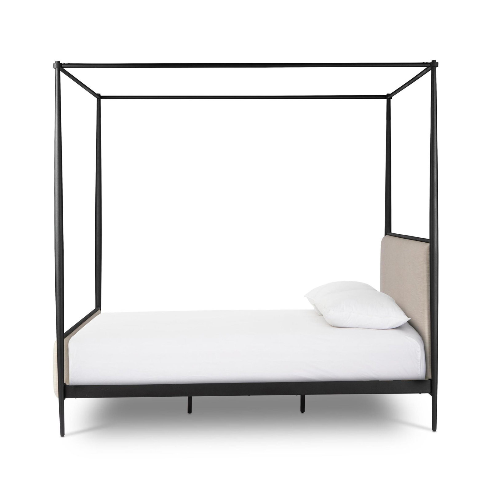 Modella Linen Upholstered Canopy Bed, Queen