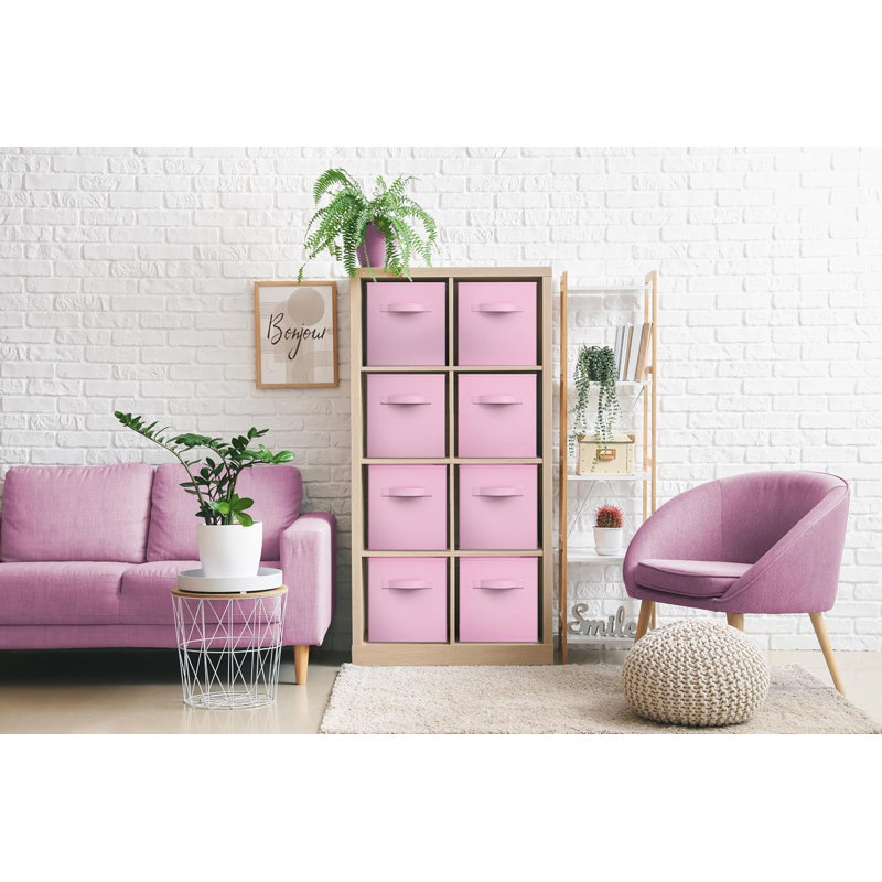 8 Pack 11" Foldable Storage Cubes with Handles, Pink