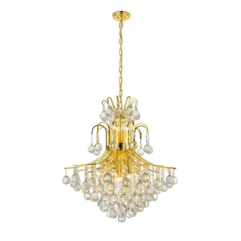 Stoller - Light Statement Tiered Chandelier with Crystal Accents, Royal Cut, Gold, 11