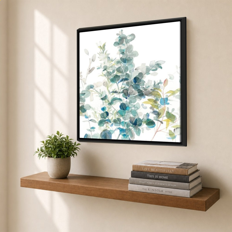 «Eucalyptus I White» par Magnolia Simplicity, gris neutre - impression sur toile, H 40 po x l 40 po, Noir