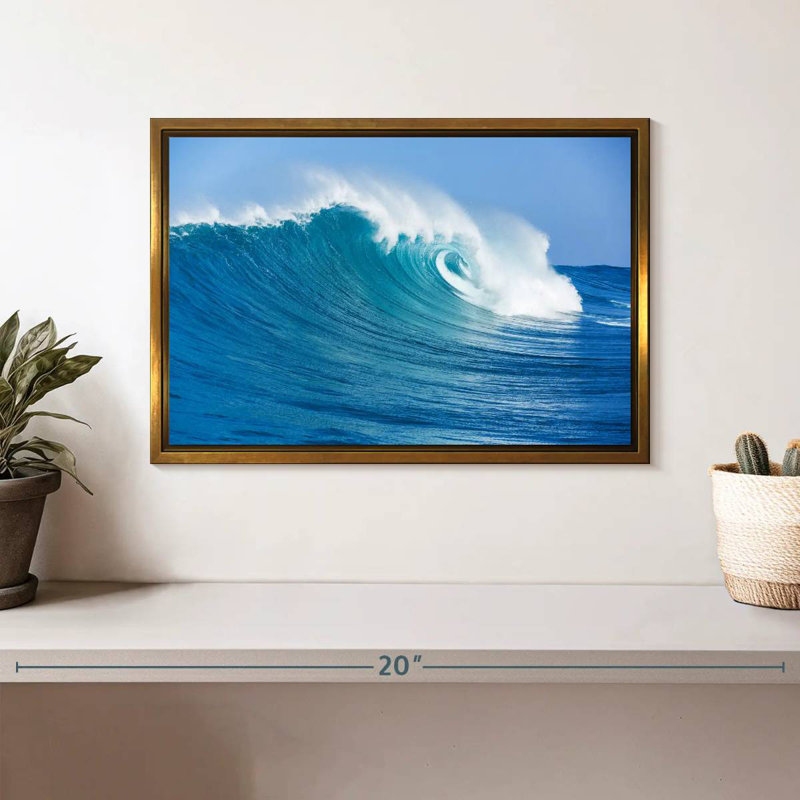 Ocean Wave Break, Cadre flottant doré, 31 po x 21 po