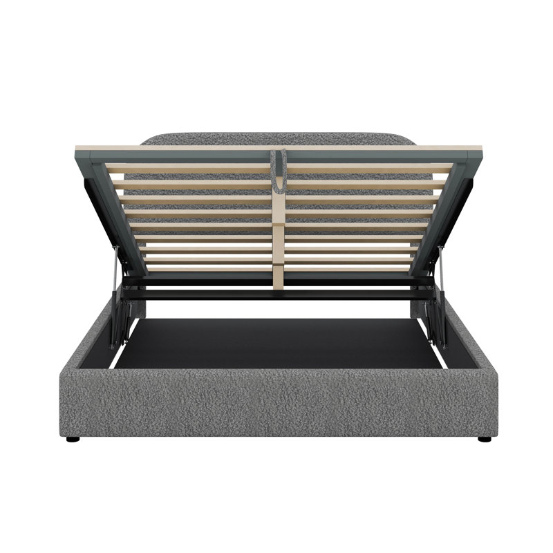 Lit plateforme tapissier Teddy, gris, Grand