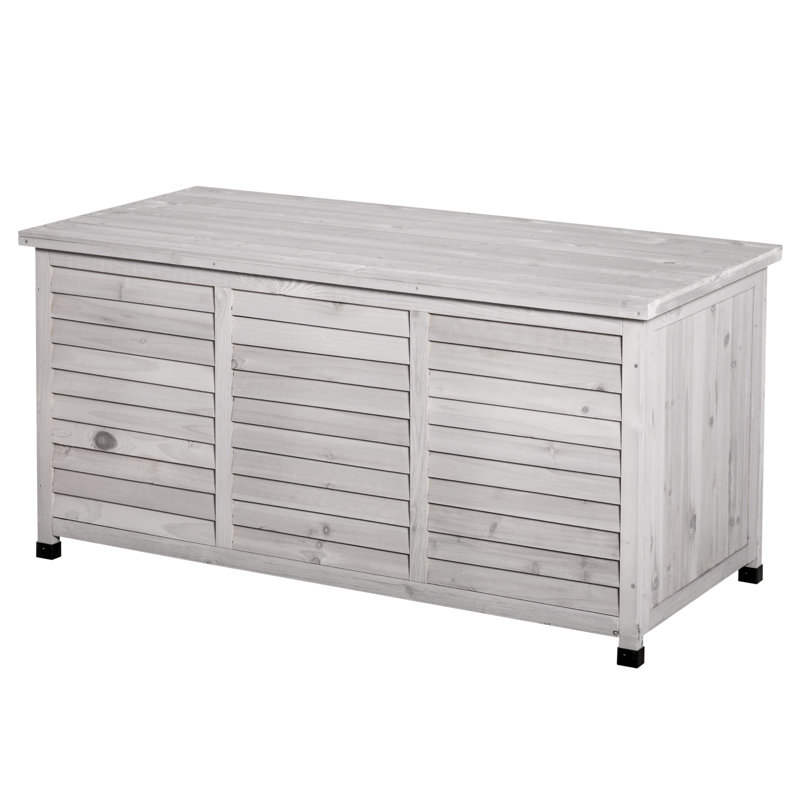 Coffre de terrasse en bois gris 75 gallons - Rangement avec espace d'aération et finition pour une utilisation à long terme