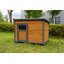 Niche pour chien spacieuse en bois massif avec toit en PVC imperméable et portes respirantes
