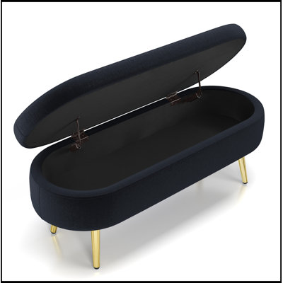 Banc de rangement ovale avec pieds en métal