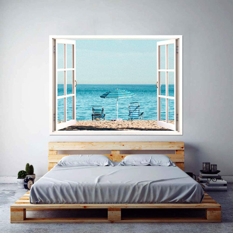 Murale chaise de plage bleu sarcelle, L 32 po x l 24 po