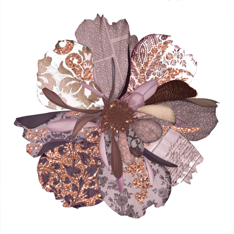 Collage Flower - Wrapped Canvas Print, 122cm H x 122cm W