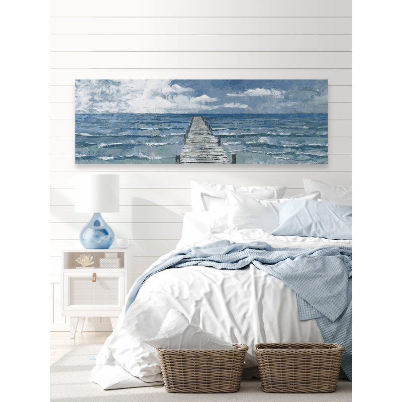 Rough Sea Waves - Wrapped Canvas Painting, 38cm H x 114cm W x 3.81cm D