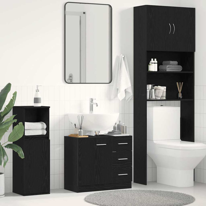 Elioth Freestanding Bathroom Cabinet, Black Oak
