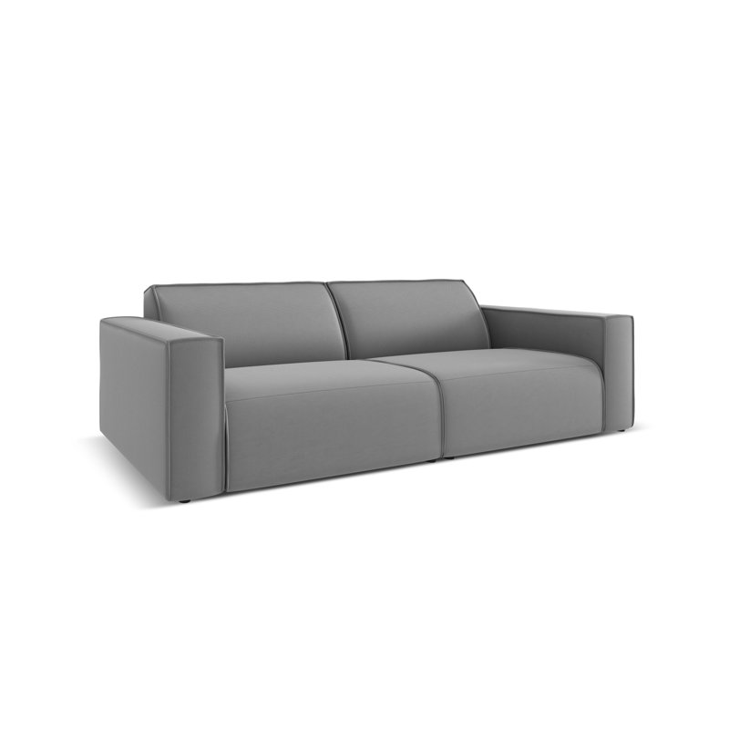 220cm Wide Wood Patio Sofa with Cushions, Grey