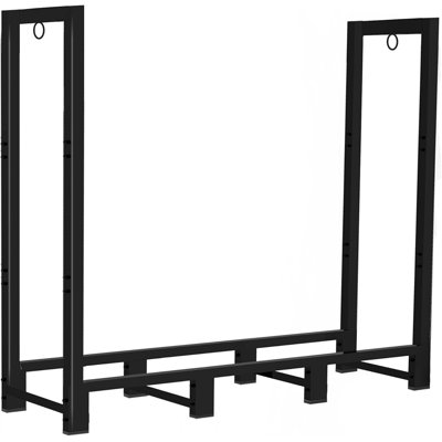 Support à bois de chauffage d'extérieur 4 pi, noir