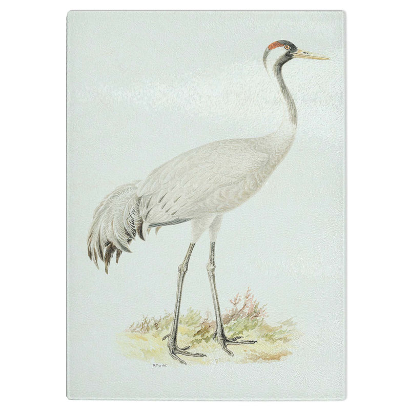 Tempered Glass Common Crane Chopping Board, 28.5 cm W x 39 cm L