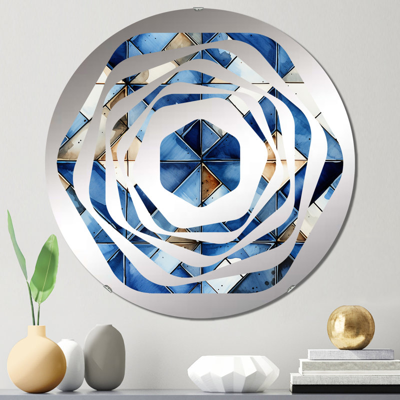 Rustic Cobalt Lattices Elegance - Miroir décoratif Amorphe, 31,4 po x 31,4 po