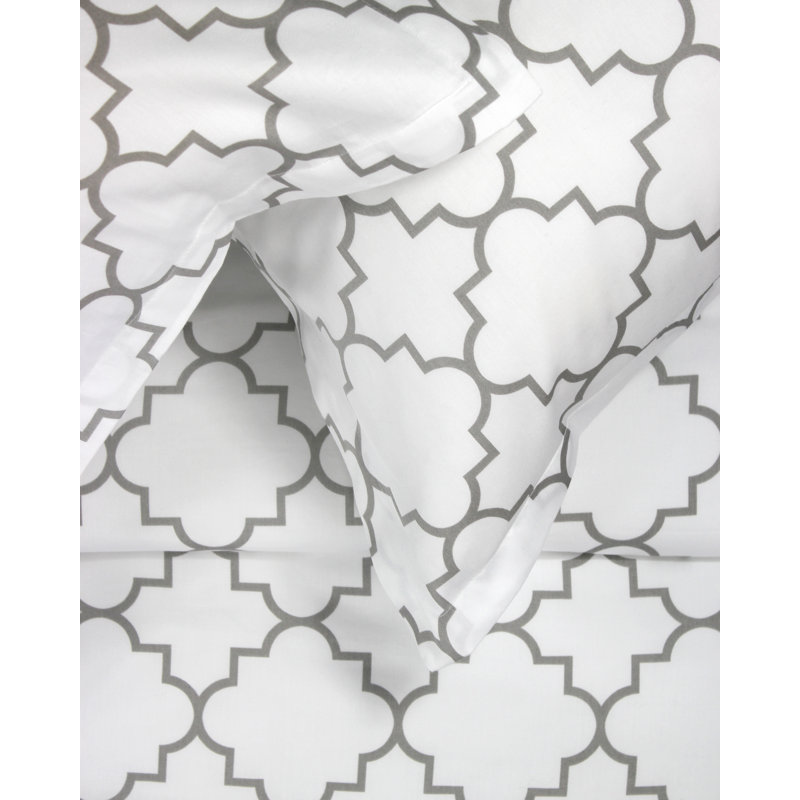 Lattice Geometric Shapes Duvet Cover, Gray, Twin/Twin XL