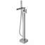 Robinet de baignoire sur pied VIBRANTBATH avec douchette intégrée et effet cascade, fini nickel brossé, poignée unique et douchette à main.-73110346