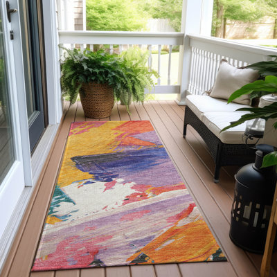 Machine Washable Indoor/Outdoor Claudian ACN1512 Gold Rug
