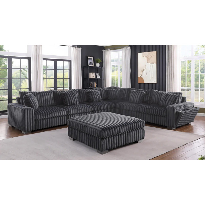 Snugge Station Grey Sectional + Ottoman , Gray