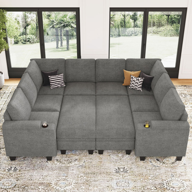 Canapé-lit modulaire en chenille avec rangement Anjanette