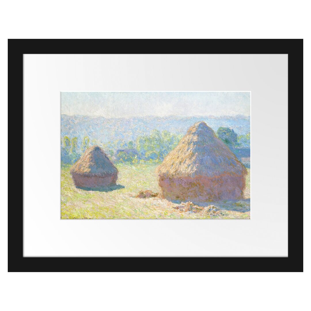 Gerahmter Kunstdruck Haystack Summer End von Claude Monet