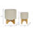 Ceramic Planter with Bamboo Stand - Modern Plant Pot with Elevated Base for Indoor Use-2056585001-2046762058-2046762069